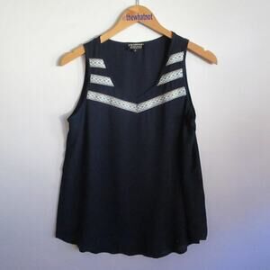 Papermoon Navy Blue Blouse Size S Vneck Southwestern Pattern StitchFix